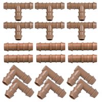 iRunning 18 Pieces Irrigation Fittings Kit (17mm) for 1/2" Tubing (0.600"ID) - Including 6 Tees, 6 Couplings, 6 Elbows - Barbed Connectors for Sprinkler and Drip Irrigation Systems ...