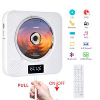 Portable DVD / CD Player with Bluetooth, Wall Mountable CD Music Player with Remote Control HDMI for TV Home CD Boombox with FM Radio Built-in HiFi Speakers (White)