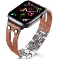 Handmade Craft Band Compatible with Fitbit Versa 2/Lite/1, Simple Bracelet Braided Leather for Fitbit Versa 2 Bands, Stainless Steel Qucik Release Adjustable Size, Handmade Replacement Women