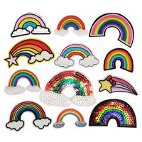 Libiline Kid Embroidered Patch Rainbow Sew On/Iron On Patch Applique Clothes Dress Plant Hat Jeans Sewing Flowers Applique DIY Accessory (Rainbow)