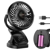 USB Clip Fan Cooler with Rechargeable Battery, WarmClean Clip-on Mini Portable Cooler 360 Degree Rotation for Baby Stroller, Office, Car, Gym, Travel, Camping 4400mA 2pcs Batteries (Max 40 Hours)