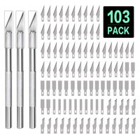 103 PCS Precision Craft Knife Hobby Art Knife Exacto Knife Stencil Knife for DIY Art Work Cutting, Hobby Crafts, Stencil, Model, Scrapbook - 3 Hobby Knife and 100 Spare Blades with Storage Case