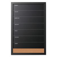 MasterVision Combo Weekly Planner Wallmount Chalkboard with Natural Cork Strip, Black Frame, 16 x 24 Inches (PM0329168)