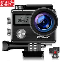 Campark X20 Action Camera 4K Ultra HD 20MP with EIS Stablization Touch Screen Remote Control Waterproof Camera 40M 170° Adjustable Angle 2 Batteries and Professional Accessories Compatible with GoPro