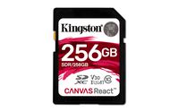 Kingston Canvas React 256GB SDXC Class 10 SD Memory Card UHS-I 100MB/s R Flash Memory High Speed SD Card (SDR/256GB)