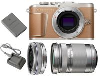 Olympus Pen E-PL9 Mirrorless Micro Four Thirds Digital Camera [Brown] + M.Zuiko Digital ED 14-42mm f/3.5-5.6 EZ Lens (Silver) + M.Zuiko Digital ED 40-150mm f/4.0-5.6 R Lens (Silver)