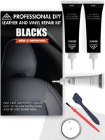 Black Leather and Vinyl Repair Kit - Furniture, Couch, Car Seats, Sofa, Jacket, Purse, Belt, Shoes | Genuine, Italian, Bonded, Bycast, PU, Pleather |No Heat Required | Repair & Restore