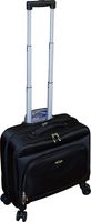 Kemyer Small Overnighter Rolling Spinner Briefcase with Tablet Compartment Black (Black)
