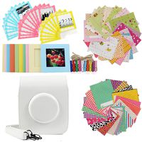 Ngaantyun Bundle Kit Accessories Beige Protective Case Shoulder Bag, Wall Hanging Photo Frames, Wooden Clips, Lace Pouch Bags, Sticker Borders Set for Fujifilm Instax Square SQ20 Camera Films