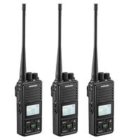 SAMCOM FPCN10A Two Way Radio, 20 Channel GMRS Walkie Talkie UHF 400-470MHz 2 Watt Wireless Intercom with Group Function, Earpiece & Belt Clip Included - Black (Pack of 3)