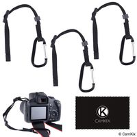 3X Camera Tether with Carabiner - Double Secure Your DSLR or Compact Camera - First Attach to Camera Eyelet - Then Hook Up to Camera Strap, Tripod, Monopod, etc. - Offers Extra Protection