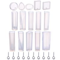 TecUnite 15 Pieces Resin Molds Silicone Pendant Mould for Jewellery DIY and 100 Pieces Eye Screw
