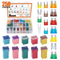Rustark 250pcs US Grade Automotive Fuses Assortment Kit Standard & Mini Car Blade Fuses, Low and Tall/STD Profile Jcase Box Shaped Assorted Fuse for Trucks, Cars and SUV, Boat