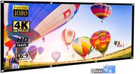 120 inch Projection Screen 16:9 HD Foldable Anti-Crease Portable Projector Movies Screen for Home Theater Outdoor Indoor Support Double Sided Projection