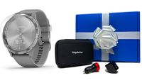 Garmin vivomove 3 (Silver/Gray) Beat Yesterday Gift Box Bundle | +HD Screen Protectors, Car/Wall Adapters & Protective Hard Case | Hidden Touchscreen, Analog Look | Hybrid GPS Smartwatch