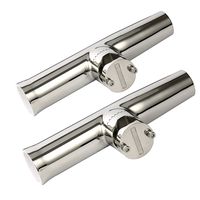 Amarine Made (2X) Stainless Tournament Style Clamp on Fishing Rod Holder for Rails 7/8" to 1", Rail Mount Rod Holder