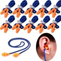 10 Pairs Soft Silicone Corded Ear Plugs Reusable Sleep Swim Noise Hearing Protection Earplugs Music Concerts Construction Shooting Hunting Motor Sports