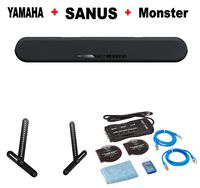 Yamaha Surround Bluetooth Soundbar Home Speaker Set of 1 B (YAS-108) + Sanus SA405-B1 Series 1 Soundbar Mount Black + Monster Home Theater Accessory Bundle Bundle