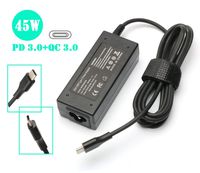 45W USB-C Ac Adapter Laptop Charger for HP Pavillion X2 HP Spectre x360 13 Lenovo Yoga 720 910 ThinkPad X1 Yoga5 Pro 4X20E75132 DELL XPS12 XPS13 ASUS ZenBook 3 UX390 Notebook Power Supply Cord Plug