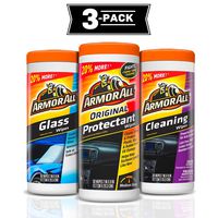 Armor All Protectant, Glass and Cleaning Wipes, 30 Count Each (Pack of 3)