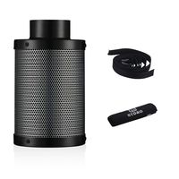 G-HYDRO 4 Inch Air Carbon Filter with Australia Virgin Activated Charcoal Prefilter Included Odor Control Scrubber for Grow Tent Indoor Plants Inline Fan, Reversible Flange 4 x 14 Inch 210 CFM, Black