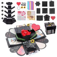 Kicpot Creative Explosion Gift Box, Love Memory DIY Photo Album as Birthday Gift and Surprise Box About Love Opend with 14''x14''(Black)