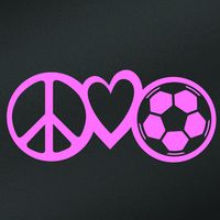 Peace Love Soccer Vinyl Decal Sticker | Cars Trucks Vans Walls Laptops Cups | Pink | 7.5 X 3.3 Inch | KCD1624P