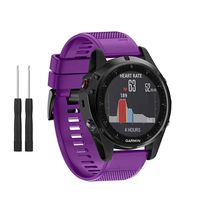 HSWAI Compatible BandsReplacement for Garmin Fenix 5X/Fenix 5X Plus/Fenix 3/Fenix 3 HR，26mm Width Soft Silicone Watch Strap with Black Metal Buckle for Women & Men(Purple)
