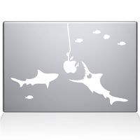 The Decal Guru Shark Party Under The Sea MacBook Decal Vinyl Sticker - 13" MacBook Pro (2015 & Older) - White (0192-MAC-13P-W)