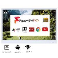 Elecsung 22inch Smart White TV IP66 Waterproof TV with Integrated HDTV(ATSC) Tuner for Bathroom,Hotel with Remote Control