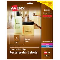 Avery Rectangle Labels with Sure Feed, Laser & Inkjet Printers, 2" x 3", 80 Glossy Crystal Clear Labels (22822)