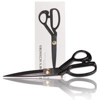Fabric Scissors - Professional Heavy Duty Carbon Steel Multi Purpose Shears for Sewing Leather Tailor Dressmaking Office Crafts - 10" Black - 1 Set
