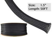 Electriduct 1.5" PET Expandable Braid Sleeving Flexible Wire Mesh Sleeve - 50 Feet - Black