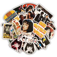 Cool Movie Laptop Stickers 50pcs Pack Vinyl Skateboard Water Bottle Computer Travel Case Guitar Snowboard Luggage Car Bike Phone Graffiti Decal (Pulp Fiction)