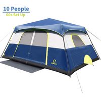 QOMOTOP 10 Person Fast 60 Seconds Easy Set Up Instant Cabin Tent, Camping Tent, Provide Top Rainfly, Waterproof Tent Advanced Venting Design, with Electrical Cord Access Port and Gate Mat