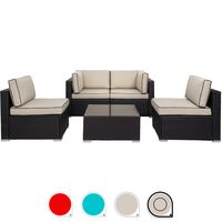Walsunny 5pcs Patio Outdoor Furniture Sets,Low Back All-Weather Rattan Sectional Sofa with Tea Table&Washable Couch Cushions (Black Rattan) (Khaki/Black)