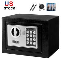 TUFFIOM Mini Safe, Electronic Digital Security Safe Box, Password Keypad & Key Lock, for Home Office Hotel Business Use, Jewelry Gun Cash Valuables Storage, Solid Steel with 4 Batteries
