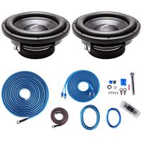 (2) Skar Audio VD-10 D2 10" 500W RMS Dual 2 Ohm Subwoofers + 4 Gauge Complete Amp Kit