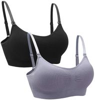 Suekaphin 2PACK Nursing Bra Wireless Bra Women's Sleeping Maternity Bra Breastfeeding Bra,XLarge,Sort Rib-B