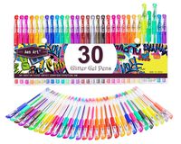 Glitter Gel Pens Color Gel Pen Set, Colored Gel Markers with 40% More Ink for Adult Coloring Books, Drawing, Journaling, Taking Note and Doodling (30 Colors)