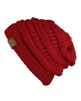 Unisex Trendy Warm Chunky Soft Stretch Cable Knit Slouchy Beanie Skully NYfashion101, HAT20A- Red