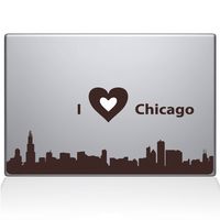 The Decal Guru I love Chicago Decal Vinyl Sticker, 15" MacBook Pro (2016 & Newer Models), Brown (2328-MAC-15X-BRO)