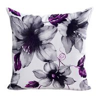 Pillow Case,Bokeley Cotton Linen Square Beautiful Flowers Print Decorative Throw Pillow Case Bed Home Decor Car Sofa Waist Cushion Cover (Purple)