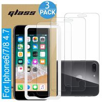 Amuoc Compatible with iPhone 7/7S Screen Protector | iPhone 8/8S Screen Protector |iPhone 6/6S Screen Protector， Tempered Glass Film for Apple iPhone 6/7 /8/6S/7S/8S 3-Pack Clear