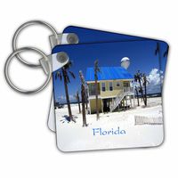 3dRose Image of Pensacola Beach - Key Chains, 2.25" x 2.25", Set of 2 (kc_255531_1)