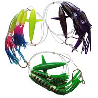 Krazywolf Fully Rigged Big Game Daisy Bird Trolling Chain Boat Fishing Squid Lure Rig Teaser,Pack of 3