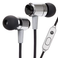 GOgroove AudiOHM RNF Durable Earbuds - Heavy Duty Headphones with Thick Aramid Fiber Reinforced Cable, In-Line Microphone, In-Ear Noise Isolation & Rugged Metal Driver Housing (Metallic Silver)