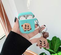 AirPods Case with Keychain Toy,Tznzxm 3D Cartoon Airpods Cover Rechargeable Premium Silicone Headphone Protective Cases for Girls Kids Teens Boys Airpods 2 &1,Cute for Airpods Charging Case Blue