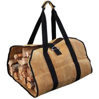 Lulu Home Firewood Carrier Bag, Log Carrier Bag for Firewood, Waxed Canvas Tote Bag with Padded Handles for Outdoor and Camping
