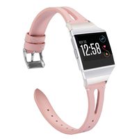 Wearlizer Compatible for Fitbit Ionic Bands Women Men, Genuine Leather Replacement Band Bracelet Compatible with Fitbit Ionic Small Large (Pink)